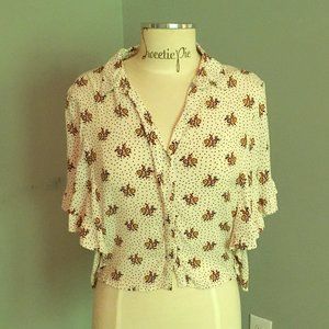 Floral Flowy Sleeve Forever 21 Cropped Top